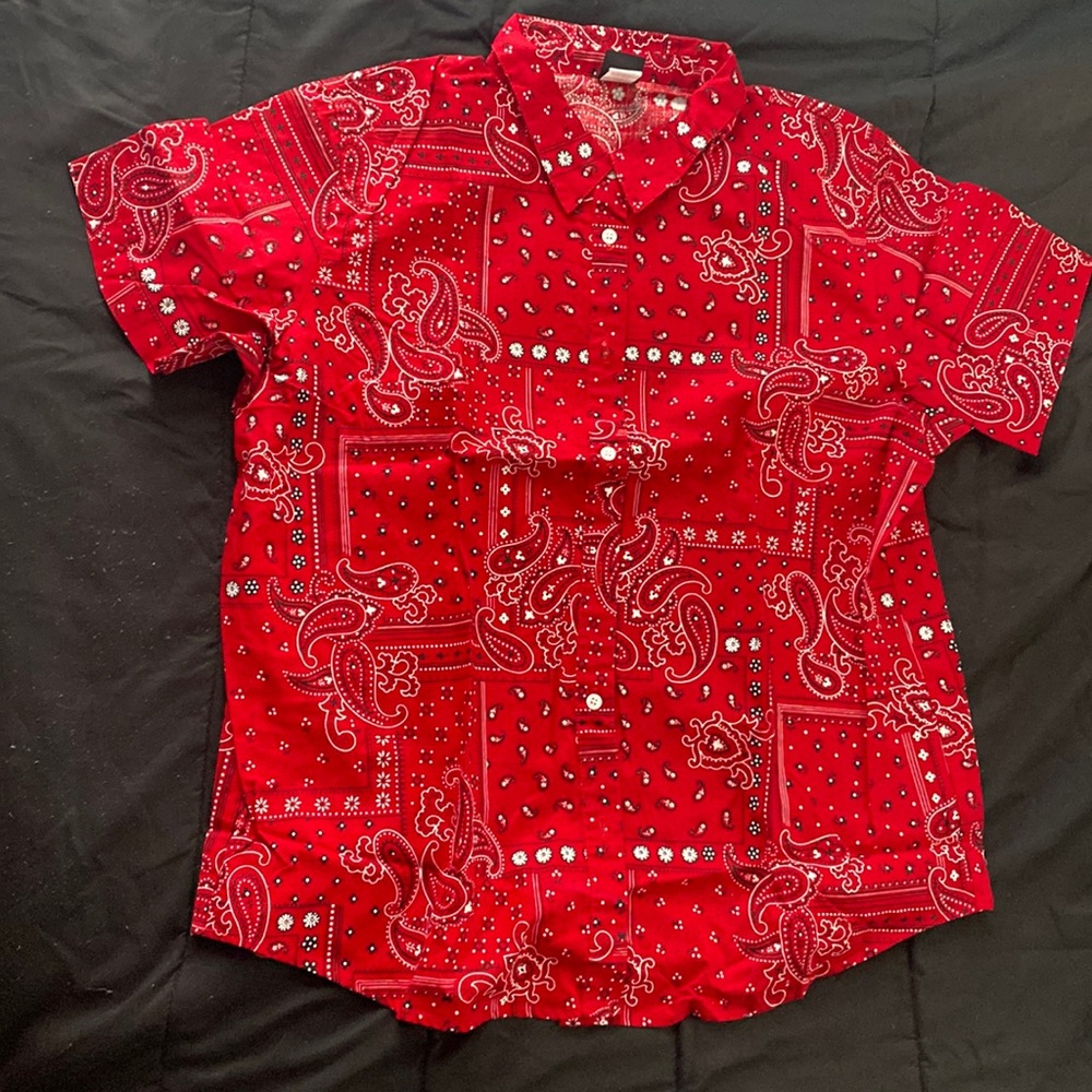 Red Bandanna button down shrirt
